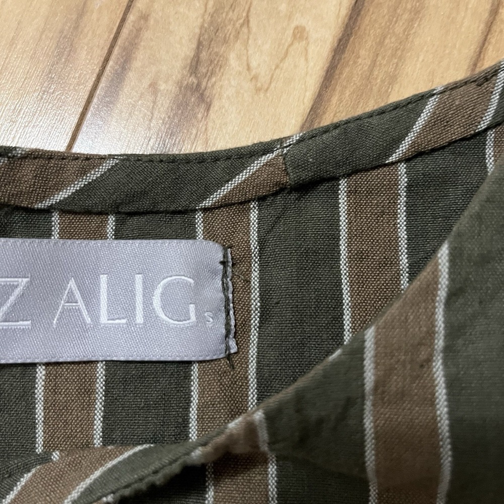 Liz Alig Hand Woven Cotton Shirt Artsy Laganlook Striped Side Button Detail Sz S - Picture 3 of 8